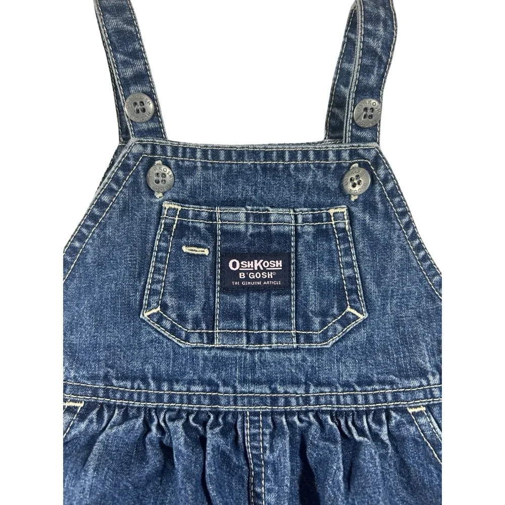 OshKosh Bgosh Denim Jumper Dress 12M Blue Vestbak Pinafore Skirt 922-0005